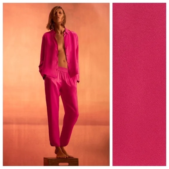 Zara satin effect 2-piece pant set S New - Picture 1 of 15